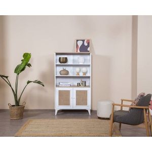 Corp biblioteca, Wolina, Mount, 90x158x41 cm, MDF , Alb / Stejar imagine