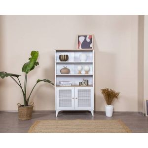 Corp biblioteca, Wolina, Calvin, 90x158x41 cm, MDF , Alb / Stejar imagine