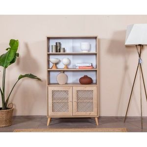 Corp biblioteca, Wolina, Goose, 90x158x41 cm, Corp: PAL 100% MELAMINAT, Alb / Stejar imagine