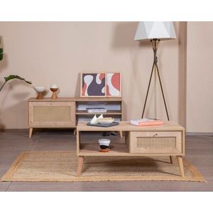 Masuta de cafea, Wolina, Calvin, 55x100x45 cm, Corp: PAL 100% MELAMINAT, Stejar imagine