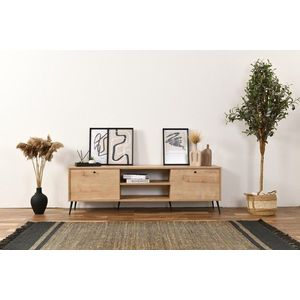 Comoda TV, Wolina, Calvin, 55x180x41 cm, Corp: PAL 100% MELAMINAT, Stejar imagine