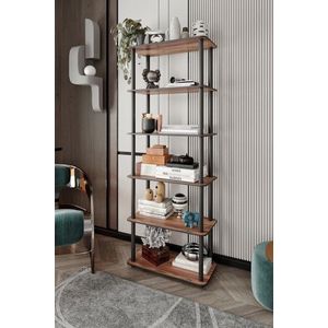 Corp biblioteca, Poter, Bookcase 6 Rect, 60x173x30 cm, MDF , Maro imagine