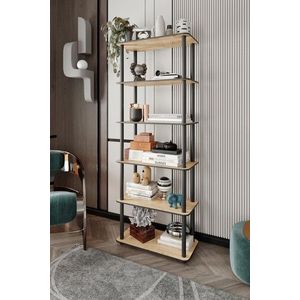Corp biblioteca, Poter, Bookcase 6 Rect, 60x173x30 cm, MDF , Stejar imagine