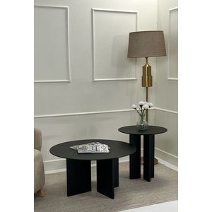 Set masute de cafea, Rotexa, Leo (45 + 42), MDF , Negru imagine