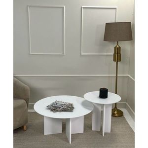 Set masute de cafea, Rotexa, Leo (45 + 42), MDF , Alb imagine
