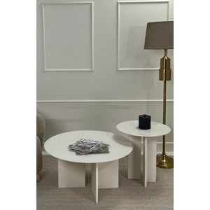 Set masute de cafea, Rotexa, Leo (45 + 42), MDF , Crem imagine