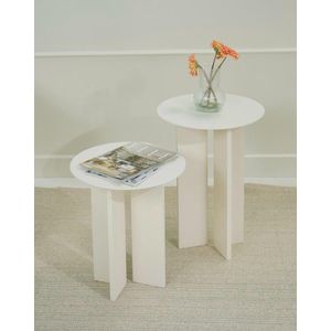 Set masute de cafea, Rotexa, Leo (55 + 45), MDF , Crem imagine