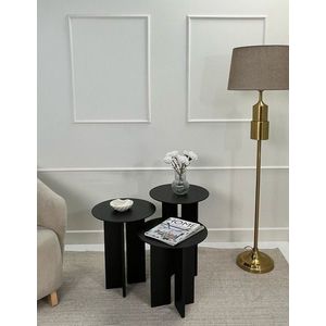 Set masute de cafea, Rotexa, Leo (55 + 50 + 45), MDF , Negru imagine