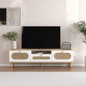 Comoda TV, Odessa, Bohem, 150x43x30 cm, PAL, Stejar Safir / Alb imagine