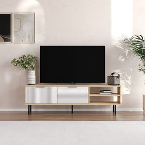 Comoda TV, Odessa, Venus, 150x45x30 cm, PAL, Stejar Safir / Alb imagine