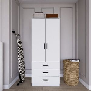 Dulap pentru haine, Miwood, Easy 1600-58, 60x174 cm, PAL, Alb mat imagine