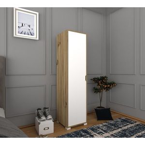 Dulap pentru haine, Miwood, 40 Cm 1600-014, 40x183x45 cm, PAL, Nuc deschis / Alb imagine