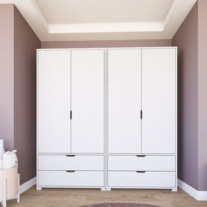 Dulap pentru haine, Miwood, Duru 1600-022, 180x183x45 cm, PAL, Alb mat imagine