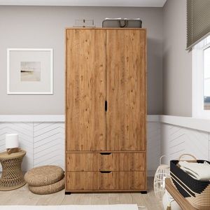 Dulap pentru haine, Miwood, Atlas 1600-51, 90x183x45 cm, PAL, Maro imagine