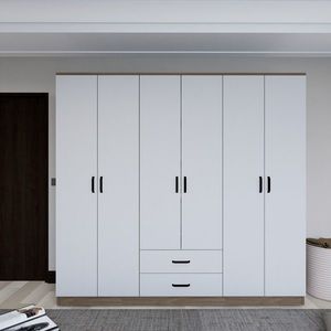 Dulap pentru haine, Miwood, Yaman 1600-64, 180x190x45 cm, PAL, Nuc deschis imagine