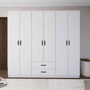 Dulap pentru haine, Miwood, Yaman 1600-63, 180x190x45 cm, PAL, Alb mat imagine
