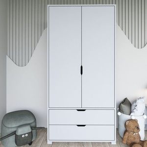 Dulap pentru haine, Miwood, 90 cm 1600-016, 90x183x45 cm, PAL, Alb imagine