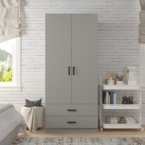 Dulap pentru haine, Miwood, Yaman Luna 1600-043, 80x182x47 cm, PAL, Gri imagine