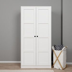 Dulap pentru haine, Miwood, Lucas 1600-81, 94x190x60 cm, PAL, Alb imagine