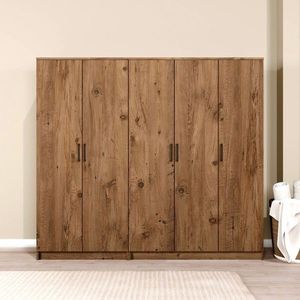 Dulap pentru haine, Miwood, Kardelen 1600-123, 200x180x51 cm, PAL, Maro imagine