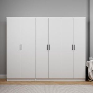 Dulap pentru haine, Miwood, Kardelen 1600-105, 220x180x51 cm, PAL, Alb imagine