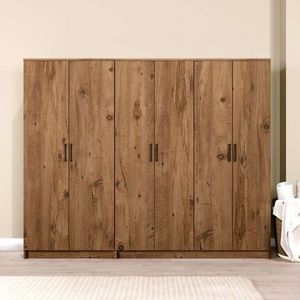 Dulap pentru haine, Miwood, Kardelen 1600-126, 220x180x51 cm, PAL, Maro imagine