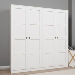 Dulap pentru haine, Miwood, Lucas 1600-91, 188x190x60 cm, PAL, Alb imagine
