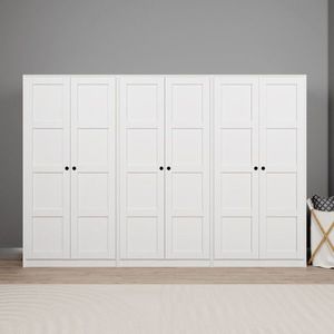 Dulap pentru haine, Miwood, Lucas 1600-88, 280x190x60 cm, PAL, Alb imagine