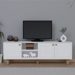 Comoda TV, Miwood, Bohemian 1600-70, 160x56x40 cm, PAL, Alb imagine