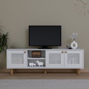 Comoda TV, Miwood, Bohemian 1600-144, 160x56x40 cm, PAL, Alb imagine