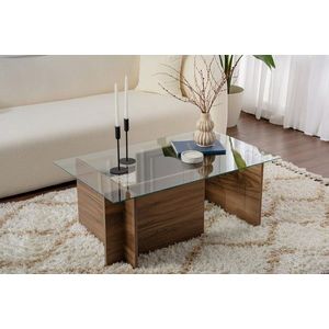Masuta de cafea, Nordure, Vetrino, 105x40x65 cm, Sticla temperata , Maro imagine