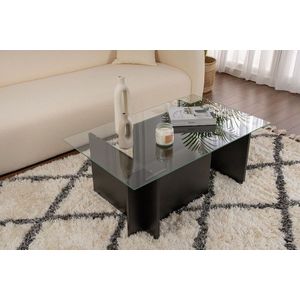 Masuta de cafea, Nordure, Vetrino, 105x40x65 cm, Sticla temperata , Negru imagine