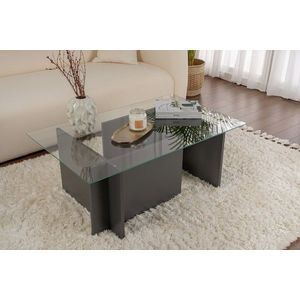 Masuta de cafea, Nordure, Vetrino, 105x40x65 cm, Sticla temperata , Antracit imagine