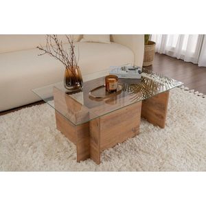 Masuta de cafea, Nordure, Vetrino, 105x40x65 cm, Sticla temperata , Maro imagine