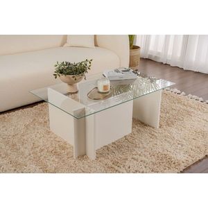Masuta de cafea, Nordure, Vetrino, 105x40x65 cm, Sticla temperata , Alb imagine