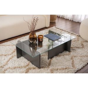 Masuta de cafea, Nordure, Flavio, 105x30x65 cm, Sticla temperata , Antracit imagine
