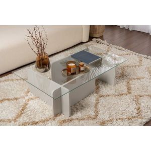 Masuta de cafea, Nordure, Flavio, 105x30x65 cm, Sticla temperata , Gri imagine
