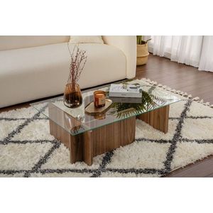 Masuta de cafea, Nordure, Flavio, 105x30x65 cm, Sticla temperata , Maro imagine