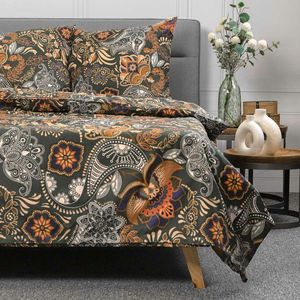 Lenjerie de pat King Size, Tapua, Homla, 3 piese, 200x220 cm, 70x80 cm, bumbac, multicolor imagine