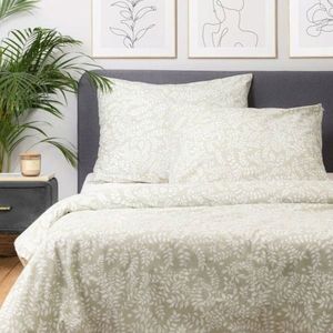 Lenjerie de pat King Size, Hiera, Homla, 3 piese, 200x220 cm, bumbac, verde fistic/alb imagine