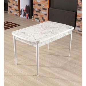 Masa extensibila, Beckley, Trend Carrara, 132x79x76 cm, PAL, Alb/Gri imagine