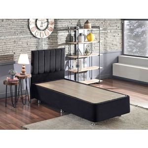 Baza de pat de o persoană și tăblie, Niron, Ela Single, 90x38x190 cm, Cadru: OȚEL, Negru imagine