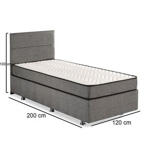 Saltea single, Base & Headboard, Niron, Argintiu, 120x38x200 cm, Cadru: OȚEL, Gri imagine