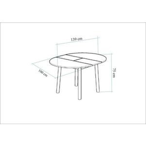 Masa extensibila, Vella, Oliver, 100x75x100 cm, PAL, Stejar / Alb imagine