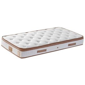 Saltea single, Base & Headboard, Niron, Latte, 90x38x190 cm, Cadru: OȚEL, Maro deschis imagine