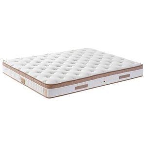 Saltea dubla, Base & Headboard, Niron, Latte, 150x38x200 cm, Cadru: OȚEL, Maro deschis imagine