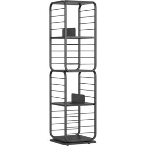 Biblioteca rotativa Vasagle, 43x43x158 cm, PAL/otel, max 60 kg, negru ebony imagine