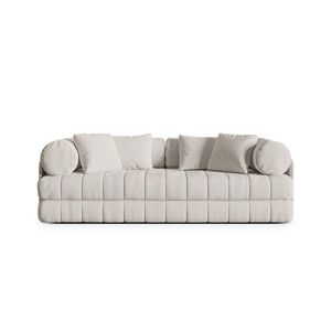 Canapea extensibila 3 locuri, Kemi, Cosmopolitan Design, 206x95x70 cm, tesatura boucle, bej deschis imagine