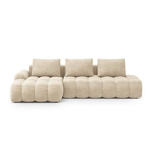 Coltar extensibil stanga 3 locuri, Linz, Cosmopolitan Design, 275x142x84 cm, cotiera dreapta, catifea, bej deschis imagine
