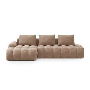 Coltar extensibil stanga 3 locuri, Linz, Cosmopolitan Design, 275x142x84 cm, cotiera dreapta, catifea, bej inchis imagine
